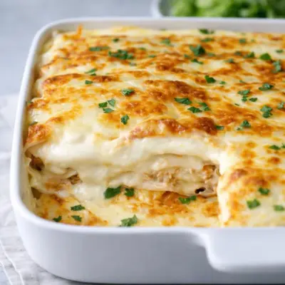 Lasagnes blanches au poulet béchamel mozzarella