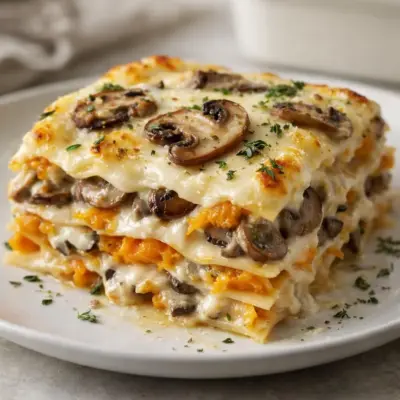 Lasagnes à la courge butternut et champignons