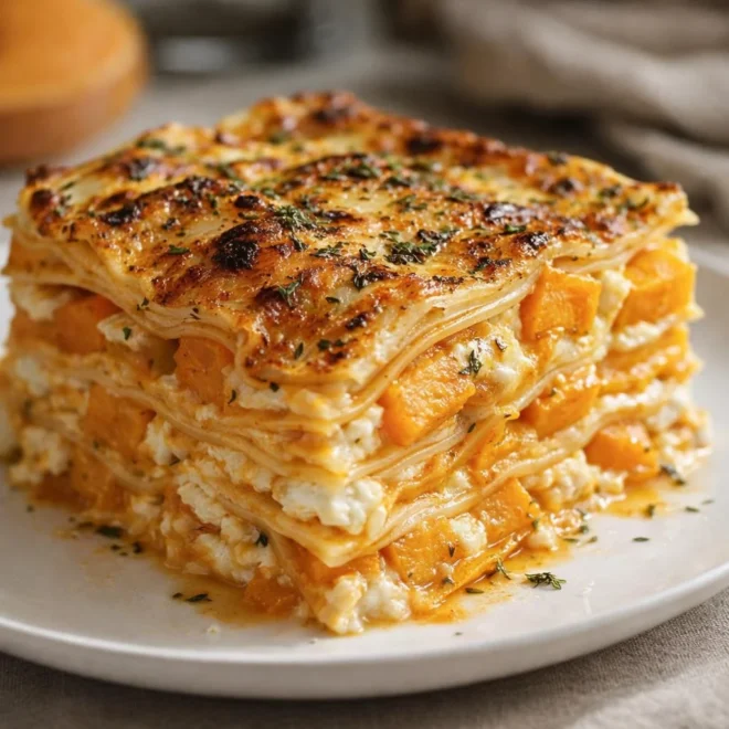 Lasagnes courge butternut chèvre : gratin fondant