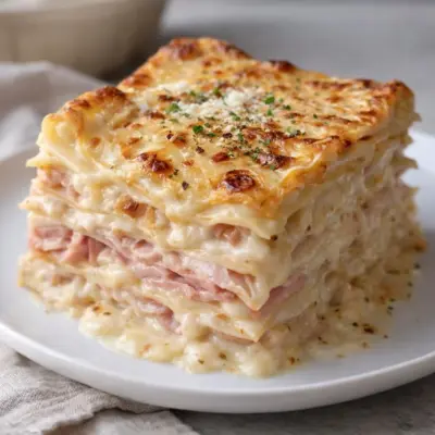 Recette lasagnes jambon de poulet béchamel onctueuse