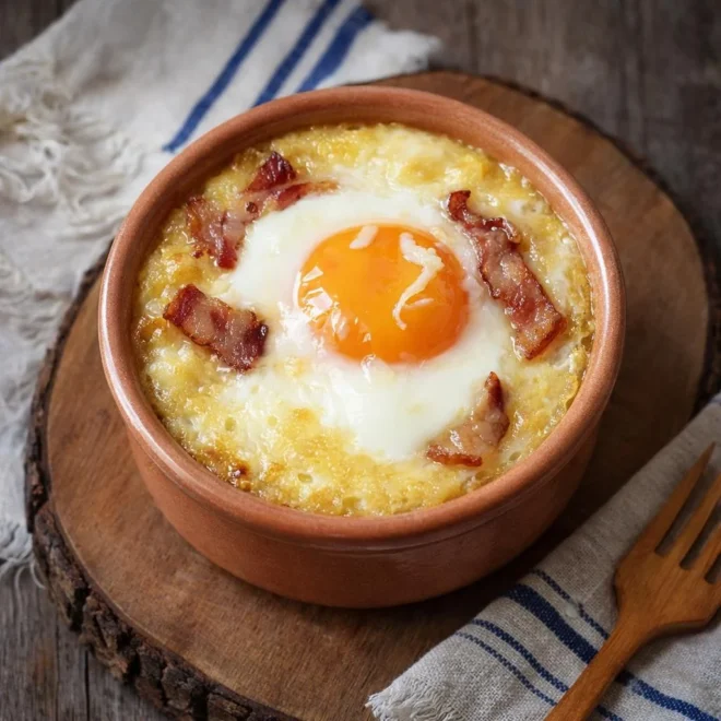 Mămăligă au four burduf œuf coulant
