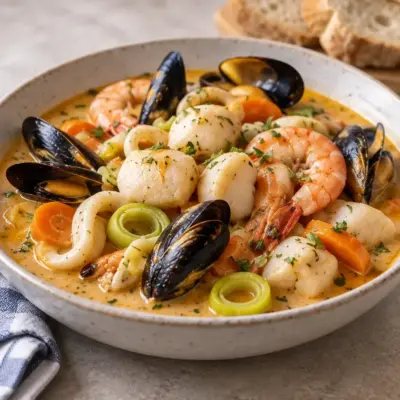 Marmite de fruits de mer crémeuse et facile