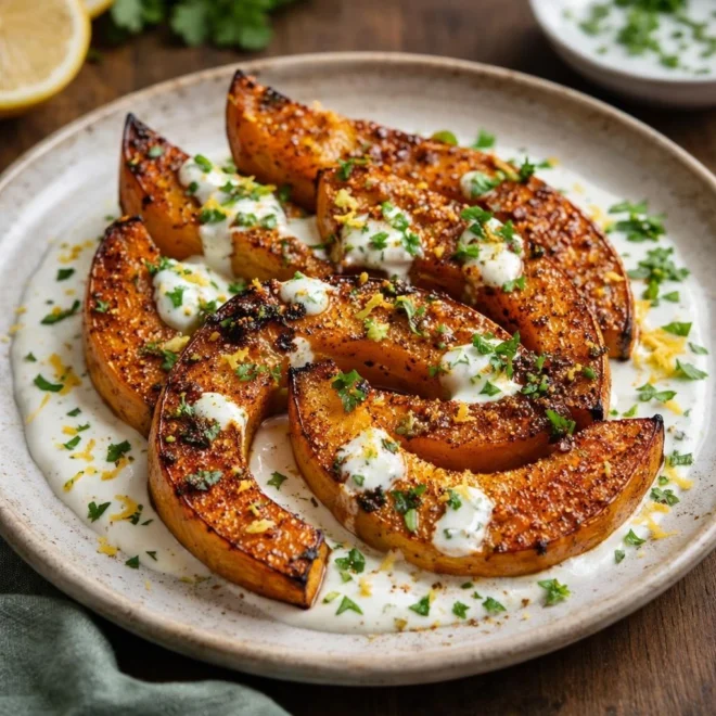 Melon rôti aux épices cajun et yaourt citronné
