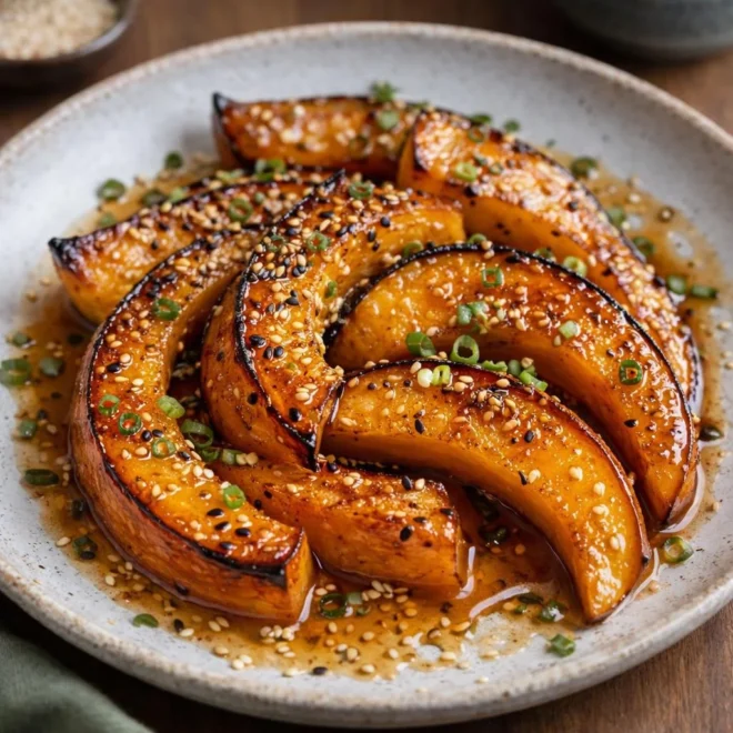 Melon rôti au miso, miel et sésame : caramélisé
