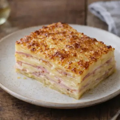 Millefeuille de pommes de terre jambon comté gratiné