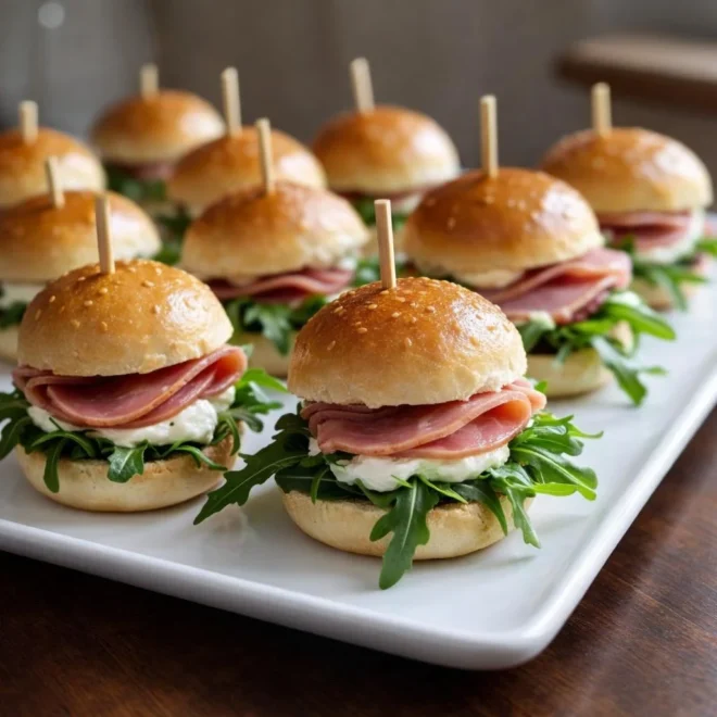 Recette mini burgers froids jambon cru roquette