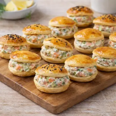 Mini feuilletés au saumon : saumon-avocat au fromage blanc