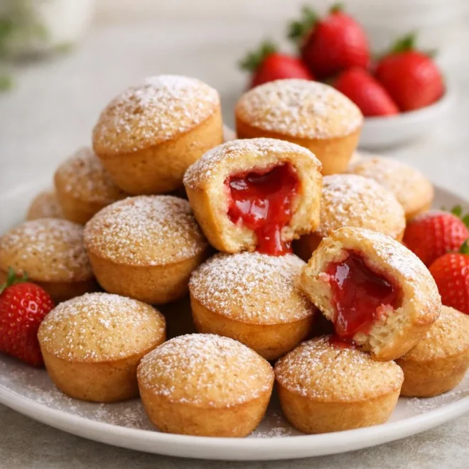 Mini gâteaux coulants à la fraise : cœur fondant