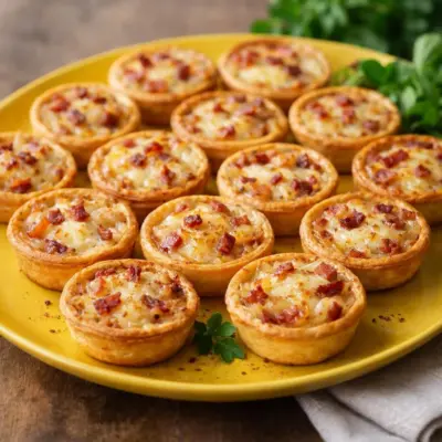 Mini-tartelettes au Saint-Nectaire oignons lardons