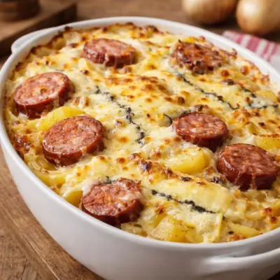 Morbiflette saucisse de Morteau : gratin au four