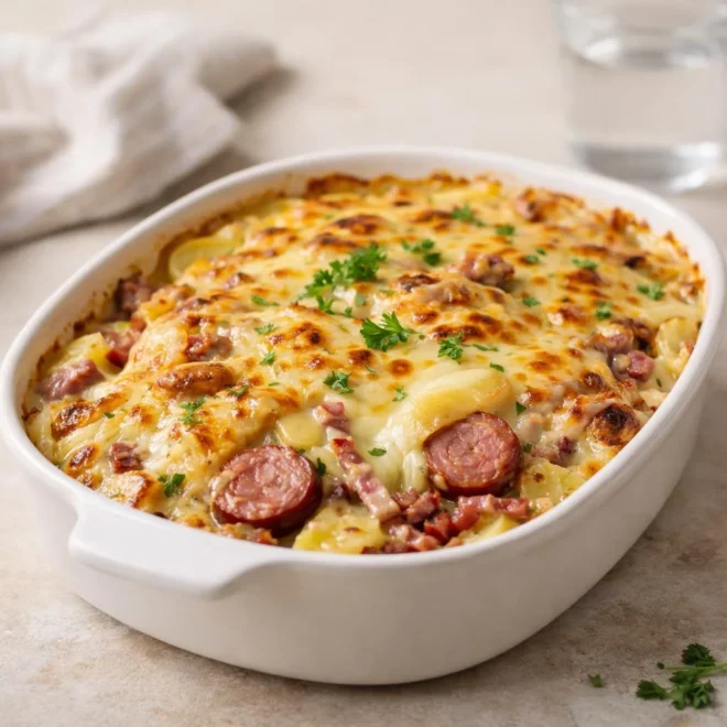 Morbiflette à la saucisse de Morteau : Morbier fondu