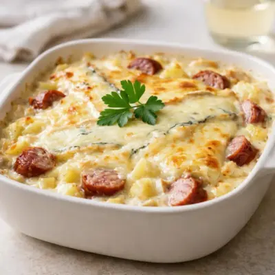 Morbiflette à la saucisse de Morteau et vin blanc