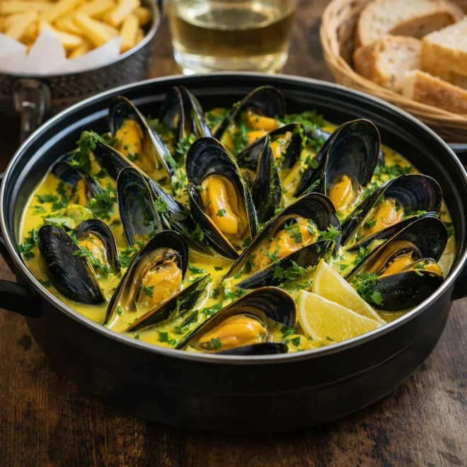 Moules crémeuses au curry : façon bistrot français