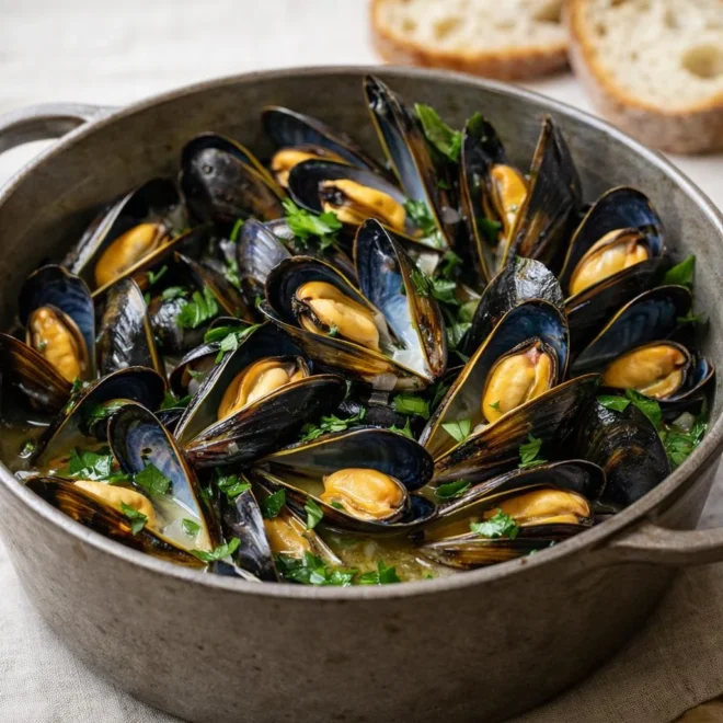 Moules marinières au vin blanc : 30 minutes