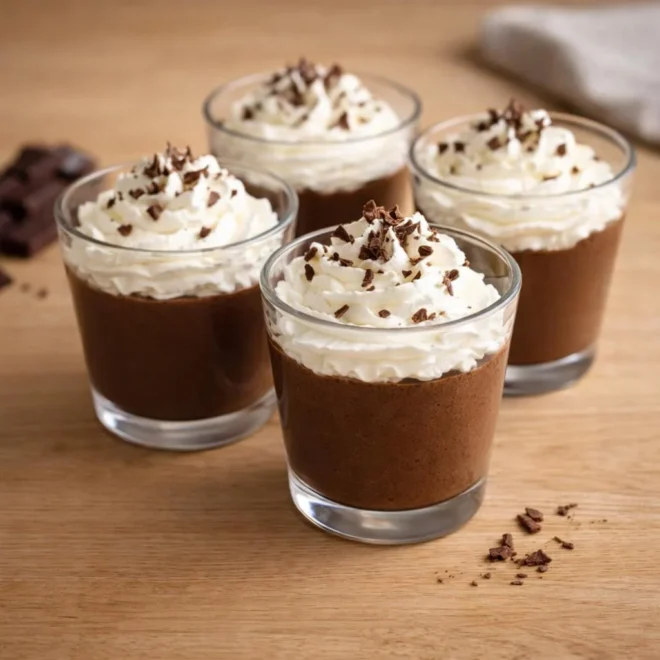 Mousse liégeoise au chocolat (verrines) : chantilly maison pour un dessert léger et très gourmand