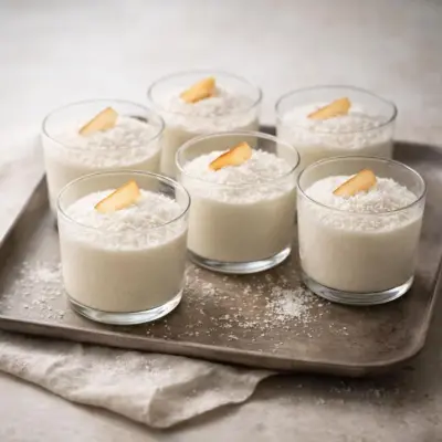 Mousse à la noix de coco légère en 6 verrines