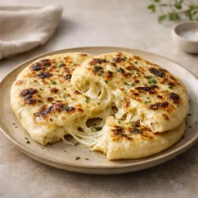 Naans au fromage maison : mozzarella fondante à poêle