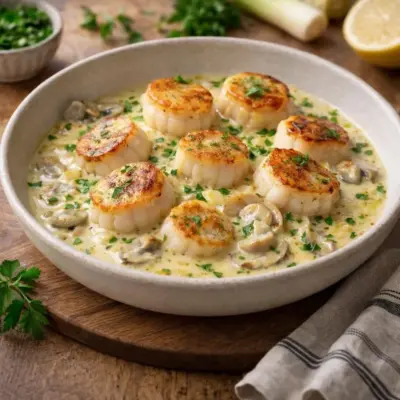Recette noix de Saint-Jacques sauce normande au cidre