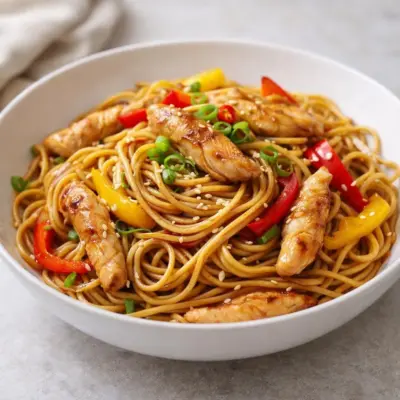 Recette nouilles chinoises sautées au poulet