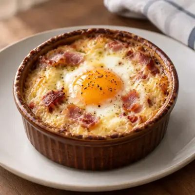 Œufs cocotte recette au lard et au fromage