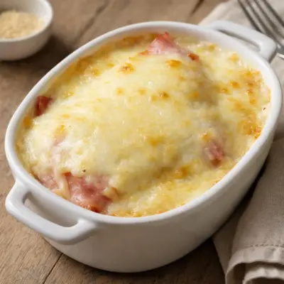 Œufs durs au jambon et béchamel fromagée gratinés