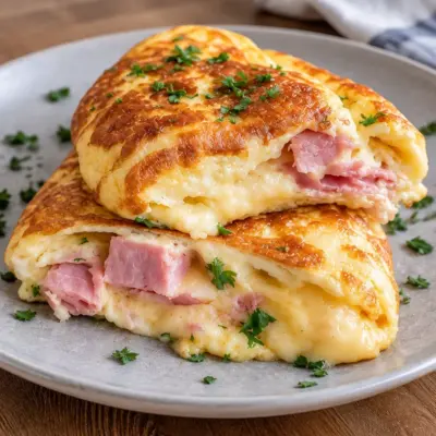 Omelette soufflée au fromage et au jambon
