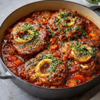 Osso buco à la milanaise : jarret de veau braisé