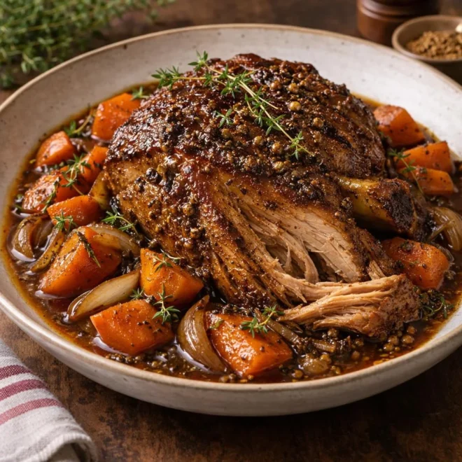 Palette de porc au sirop d’érable et carottes fondantes