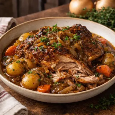 Palette de porc confite à la bière ambrée