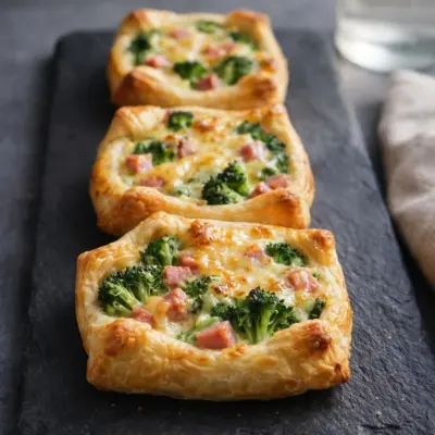 Paniers brocoli jambon comté au four croustillants