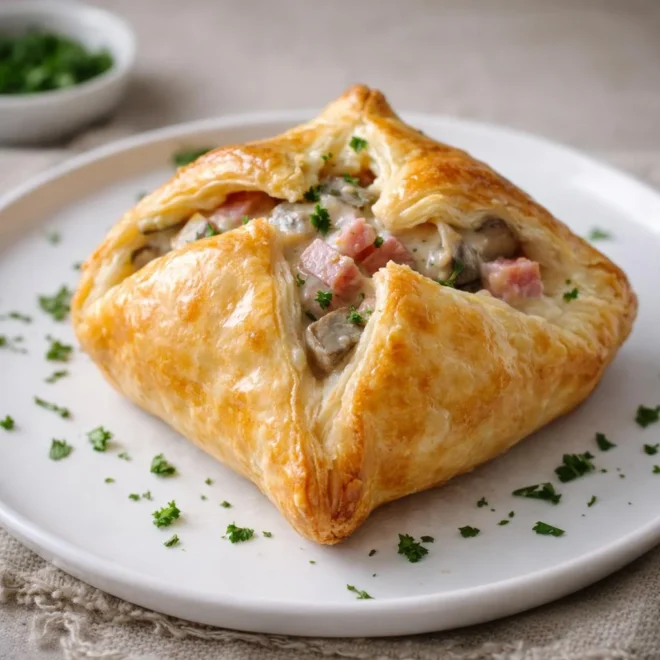 Paniers feuilletés jambon champignons au four