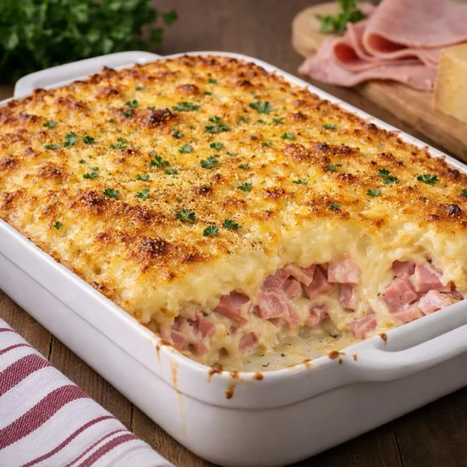 Parmentier de jambon au comté et pommes de terre