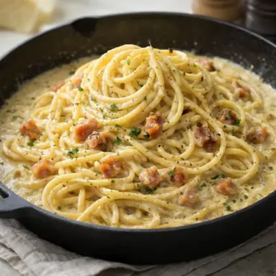 Recette carbonara crémeuse sans crème en 15 minutes