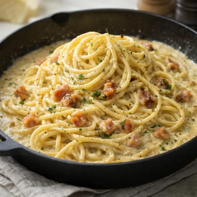 Pâtes à la carbonara crémeuse au guanciale (sans crème)