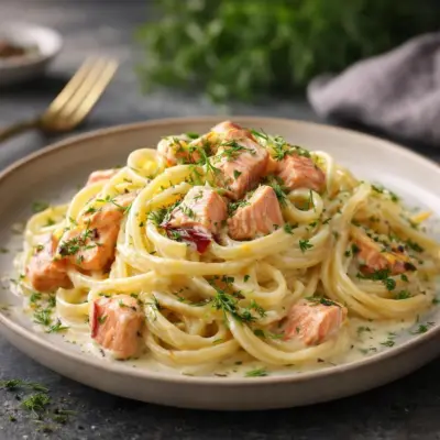 Recette pâtes crémeuses au saumon, sauce à la crème