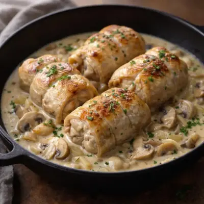 Paupiettes de veau à la crème et au vin blanc