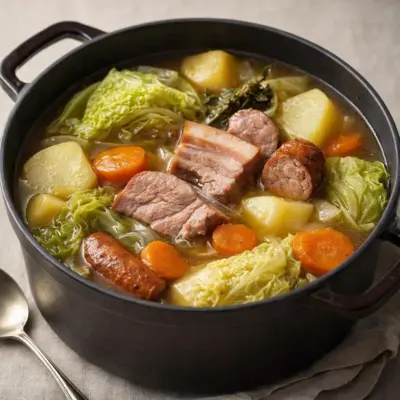 Potée bretonne traditionnelle : chou, carottes, lard fumé