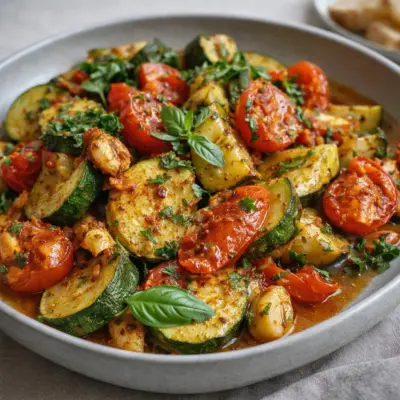 Poêlée de courgettes à l’ail : tomates juteuses au paprika