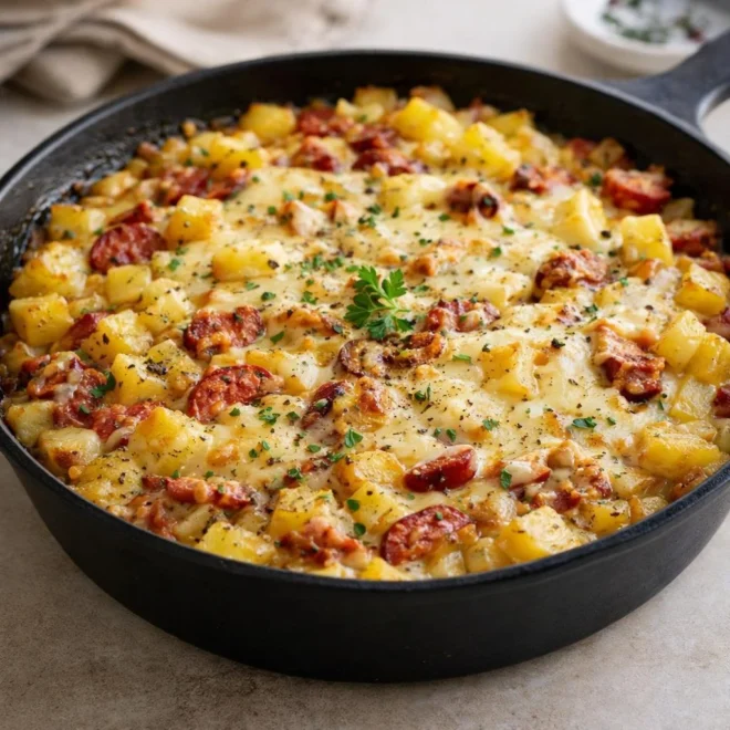 Poêlée franc-comtoise lardons comté (fondante & gratinée)