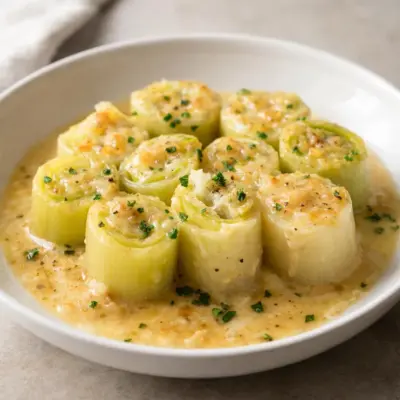 Poireaux à la franc-comtoise au comté et vin blanc