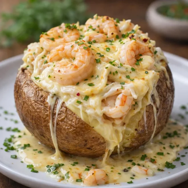 Pomme de terre au four farcie aux crevettes