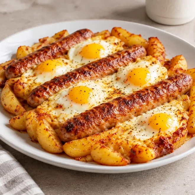 Pommes de terre au four avec saucisses