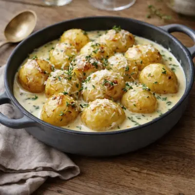 Pommes de terre bébés à la sauce crémeuse ail-parmesan