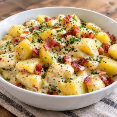 Pommes de terre crémeuses aux lardons faciles