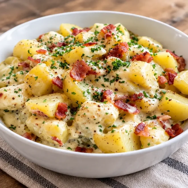 Pommes de terre crémeuses aux lardons faciles