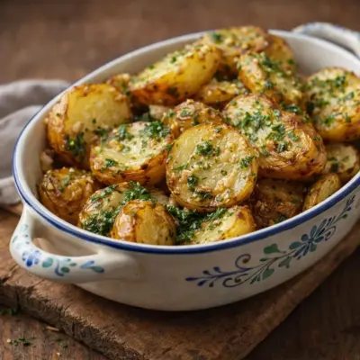Pommes de terre à l’ail et au beurre dorées et crousti