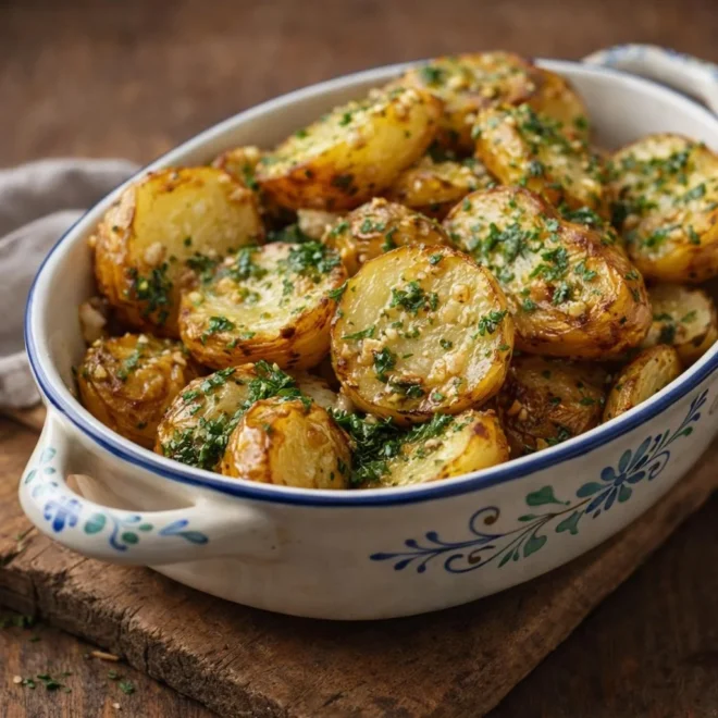 Pommes de terre à l’ail et au beurre dorées et crousti