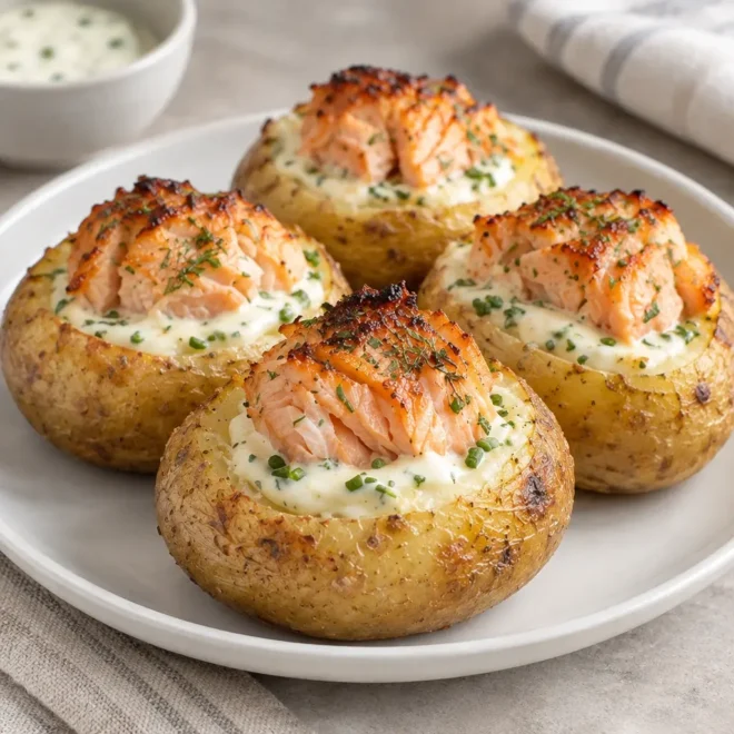 Pommes de terre farcies au saumon faciles