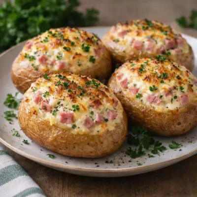 Pommes de terre farcies au jambon Boursin et emmental