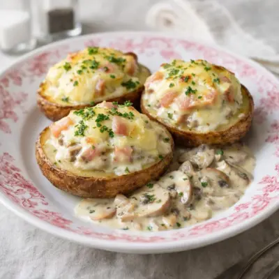 Pommes de terre farcies au Reblochon et lard fumé